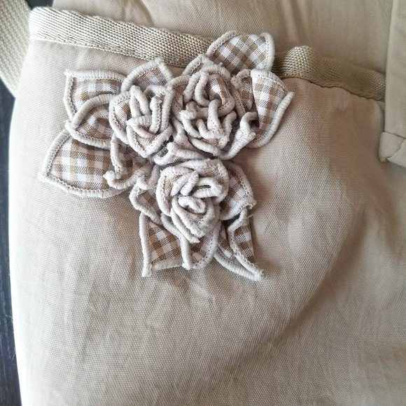 CORTILE Tan Girls Woman Drawstring Top Backpack with Doll and Flower Accent - Picture 3 of 13